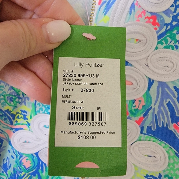 NWT Lilly Pulitzer Skipper Tunic Top Multi Mermaid Cove Zip Up Medium - Picture 3 of 6
